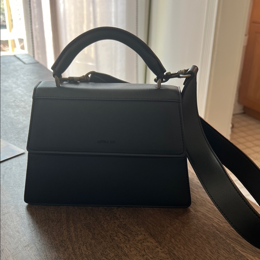 Angela Roi Hamilton satchel black vegan bag hand bag purse - Picture 2 of 5